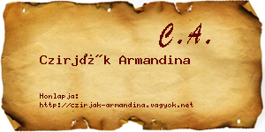 Czirják Armandina névjegykártya